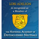 Lori Adelson is recognized as a member of the National Academy of Distinguished Neutrals