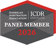 American Arbitration Association ICDR International Centre for Dispute Resolution Panel Member 2026